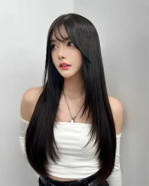 【当店ご新規様限定】カラー+韓国風レイヤーカットレッスンモデル、鎖骨下ロング料金1,210円