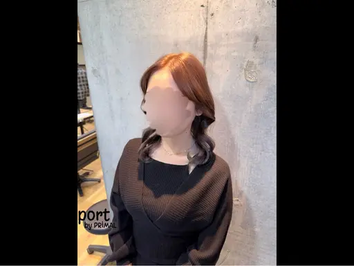 ［韓国ヘア］レディース お顔まわりカット + ブリーチなしダブルカラー + milbonトリートメント🩵