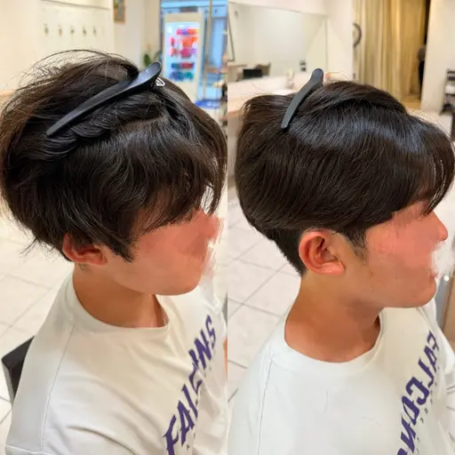 ▫️メンズカット＋ダメージレスナチュラル縮毛矯正＋シャンプー⭐︎最終受付時間16時30分