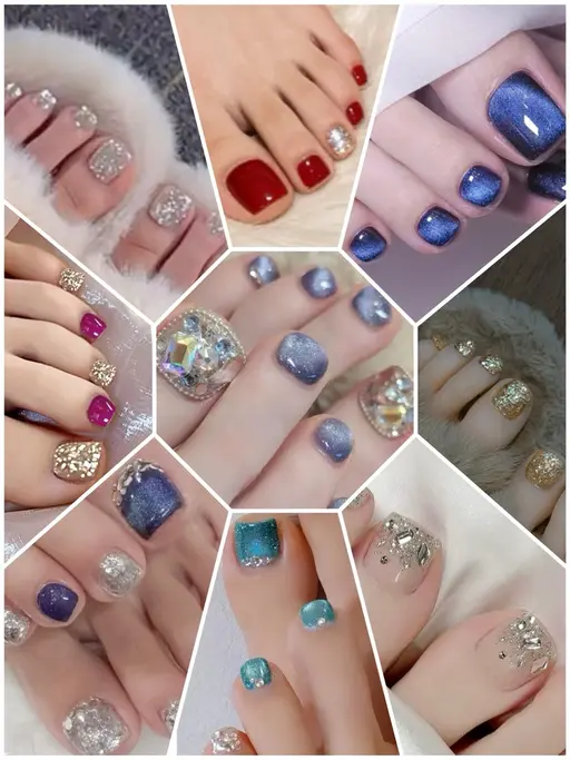 【フットネイル】オフ無料🦶激安い足ネイル2本埋め尽くし✖️グリッターネイル🦶マグネットネイル🌈夏ネイル海ネイル