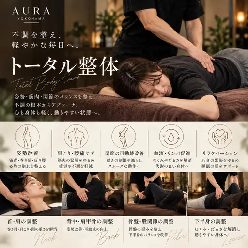 【首こり・肩こり・スマホ疲れに】5名様限定全身トータル整体60分
