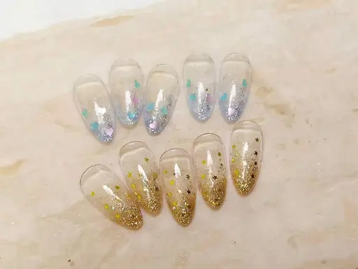 【バンド】爪が薄い方にオススメ⭐ラメ×ホロのグラデーション☆オフなし