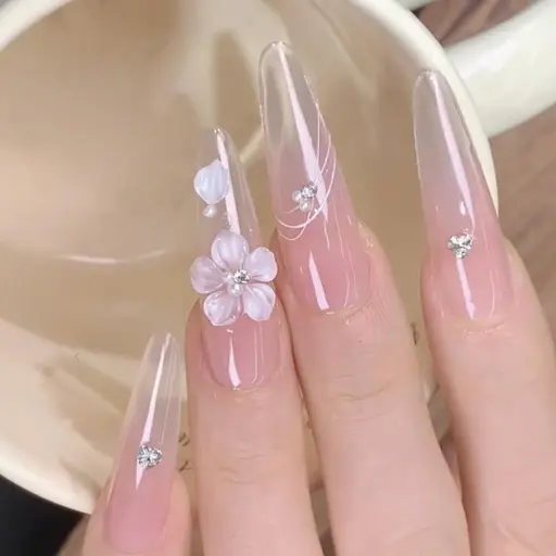 【9月限定定額ネイル】☘️☘️チップ長さだし10本+お花パーツネイル+☘️☘️オフ+500円