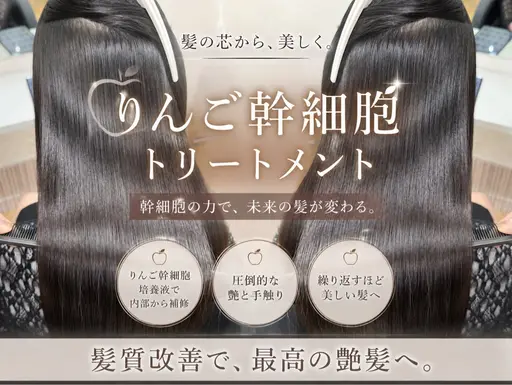 超🉐🌟髪質改善リンゴ幹細胞培養液Tr🍎💧前髪カット➕ナノスチーマー➕超音波アイロン