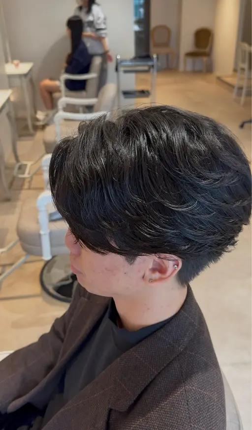 メンズデザインカット+フェザーパーマ