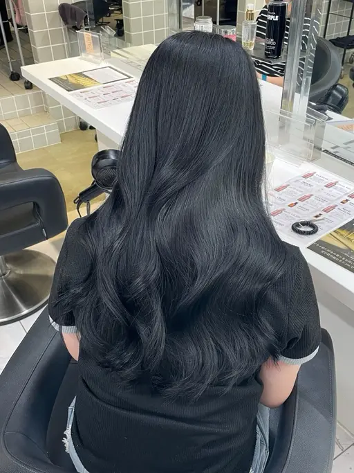 【透明感暗髪】🖤⋆͛*͛暗髪カラー×カット🖤⋆͛*͛(ブラック、ブルーブラック、グレージュ）