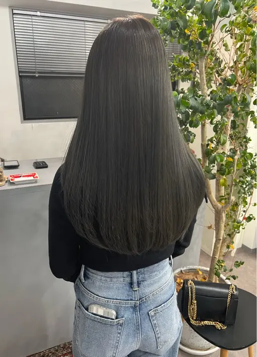 【minimo限定💚】ロングカット+ブリーチなし透明感カラ+トリートメント🫒