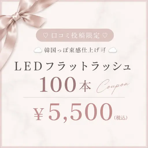 【🫧口コミ投稿限定🫧】LEDフラットラッシュ100本 ¥5500☁️韓国束感仕上げ可☁️