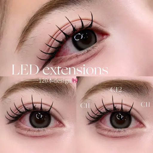 【10月限定‼️】LEDマツエク100本モデル🎀✨韓国束感/ナチュラルデザイン⚠️オフ別途550円