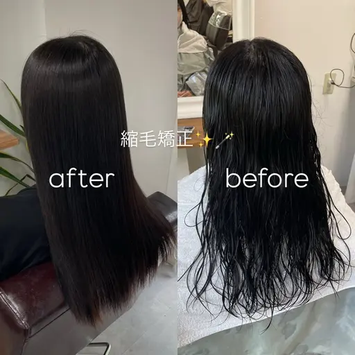縮毛or酸性ストレート+トリートメント🧚🏻(ロング別料金)