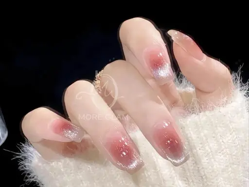 【研修ネイリスト人気No.1ワンホンネイル】チーク×マグネットフレンチ¥1980円