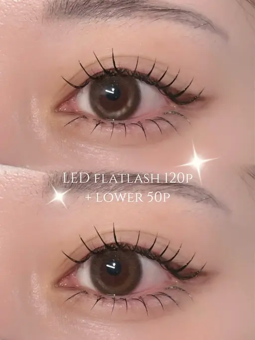 ⟡.·🎀【✨小顔効果×モチ✨】LEDフラットラッシュ120本+LED下エクステ30本🎀⟡.·束感仕上げ♡