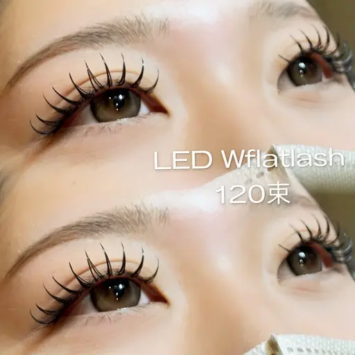 OPEN記念🌷ボリューム人気No.1✨LEDマツエク(ダブルフラットラッシュ)120束まで(オフ込み)¥7,980