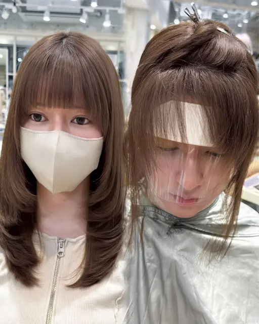 【前髪割れ改善✨】クロスパーマ+顔周りカット+艶髪カラー+美髪トリートメント