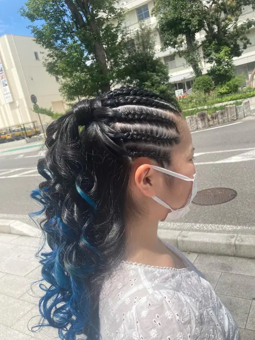 編み込み(コーンロウ)サイド６本まで