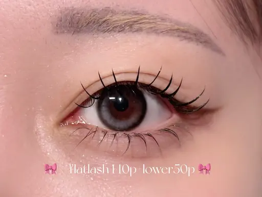 ⟡.·🎀【✨小顔効果×モチ✨】LEDフラットラッシュ120本+LED下エクステ30本🎀⟡.·束感仕上げ♡