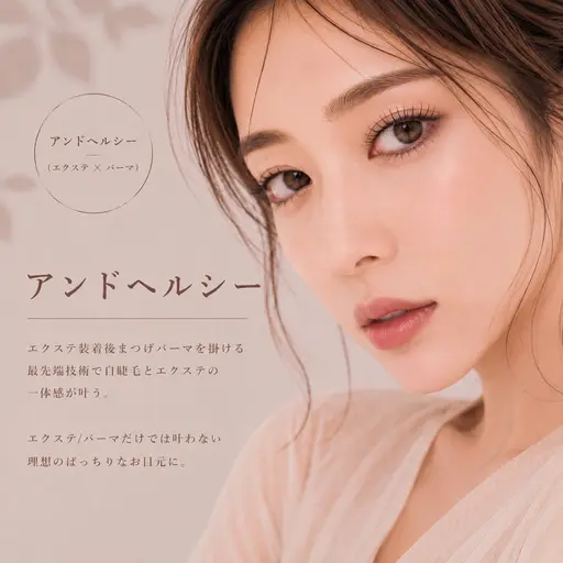 8/31.9/1-4迄🉐【自睫毛の様な自然さ】アンドヘルシー(フラットラッシュ×まつ毛パーマ)80本迄