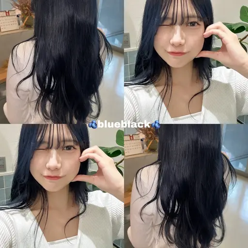 【韓国っぽい透明感💙】ブルーブラックカラー＋艶トリートメント（垢抜けたい黒髪派さんに）💙
