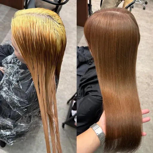【ブリーチリタッチ♪】👱🏻♀️ケアブリーチ+髪質改善アイロントリートメント✨¥9900→¥2500