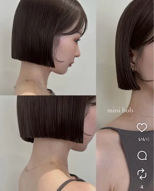 カット［ワンレングス(例:切りっぱなしボブ)、前下がり］✂️