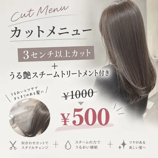 【カットモデル】3センチ以上カット✂️+うる艶スチームトリートメント🫧