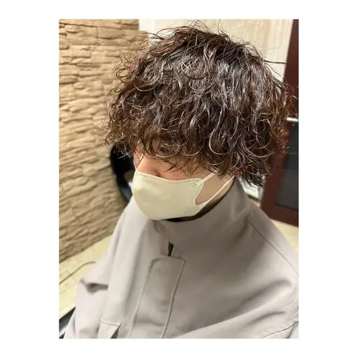 【チリチリ、クリクリにならない！】🌀波巻きパーマ＋メンズカット🌀ツイスパ、スパイラルok! ケアトリートメント付⭕️