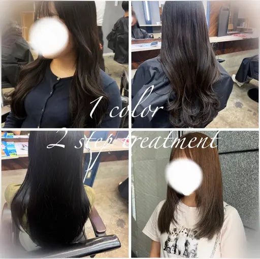 【カラーモデル】 ブリーチなしワンカラー+2stepトリートメント