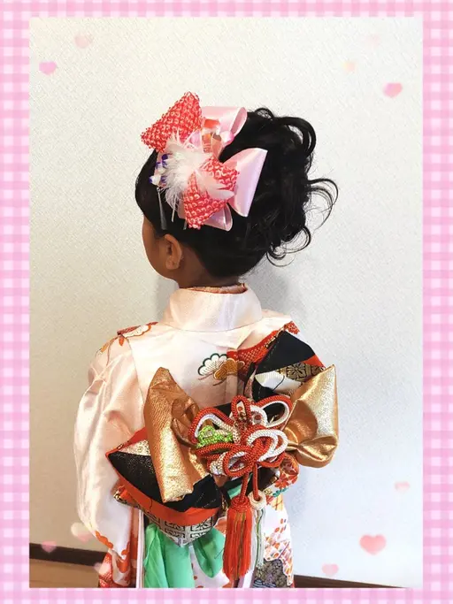 七五三7歳【着付け+ヘアセット+ポイントメイク】日本髪別途料金※全メニュー早朝着付け可能♪(別途料金)お問合せください☆