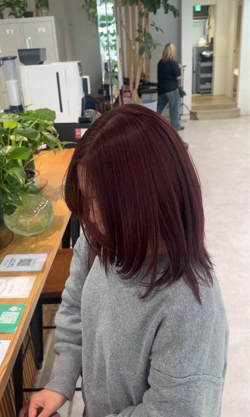 暖色系カラー🍒🤍 ブリーチ無ワンカラー