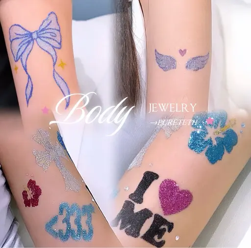 お好きな箇所3デザイン❕ボディージュエリー💎SSサイズ(3〜5cm)|約3日〜2週間※個人差あり