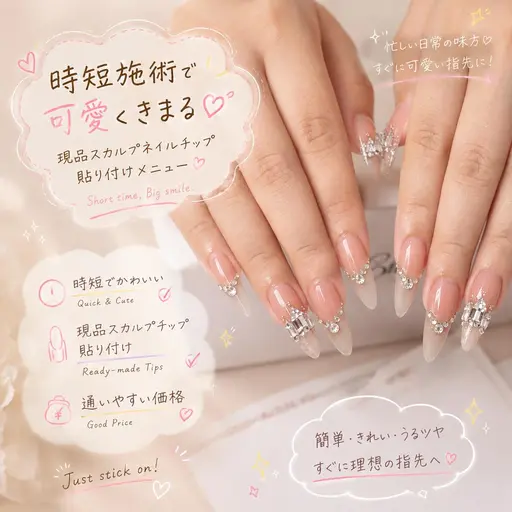 新規💕【時短施術】チップ長さだしミディアムシンプルコース ¥14800→¥3980