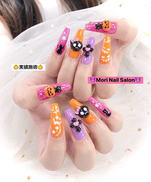 [トレンドネイル]💛🧡🤎スカルプ持ちサンプル「ADVANCE」／ロングフリ−デザイン「オフ込み」