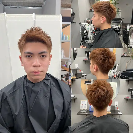 💙✂️メンズ刈り上げベリーショートスタイル限定‼️💙💥バチバチ💥のブリーチカラーカット，✨💥💙
