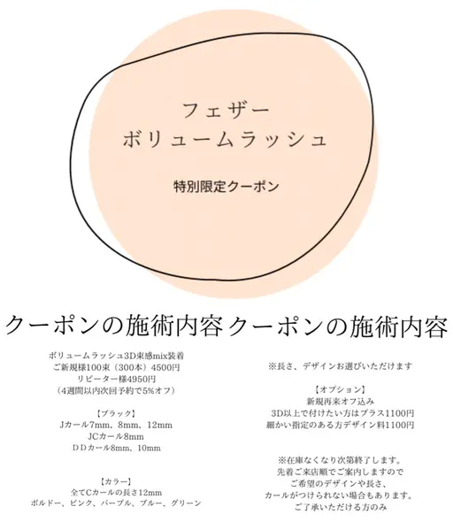 【SALE】 オフ込みボリュームラッシュ100束クーポン⏰16時半まで予約可⏰原色カラーエクステも!推し活!DDカール有