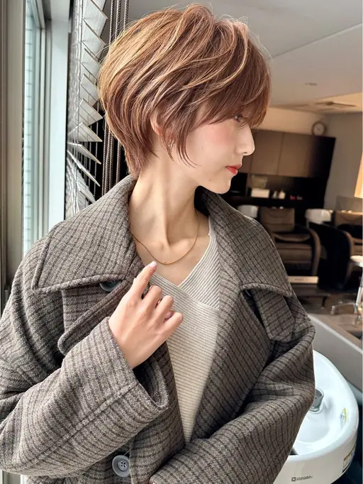 【絶壁解消丸みショート】カット+✨カラー✨(白髪染め、ワンカラー)