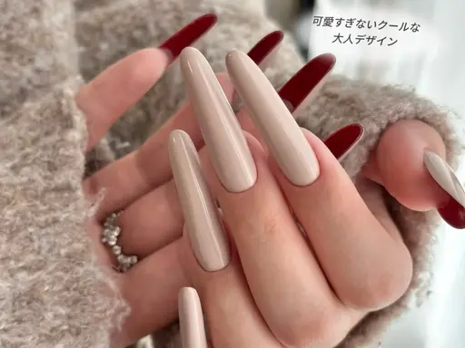 【秋冬限定NEW】大人クール 20種類から選べる赤ベース重ね塗りワンカラー/チップ長さ出し10本10980円→6980円