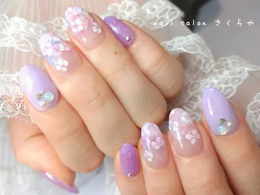 ❤6月のマストデザイン❤あじさいネイル【オフなし/パラジェル使用】
