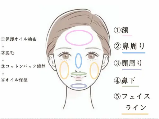 艶肌フェイスワックス(額・鼻・鼻下・顎・フェイスライン)（施術時間の目安は30分と記載がありますが、実際は60分です。）