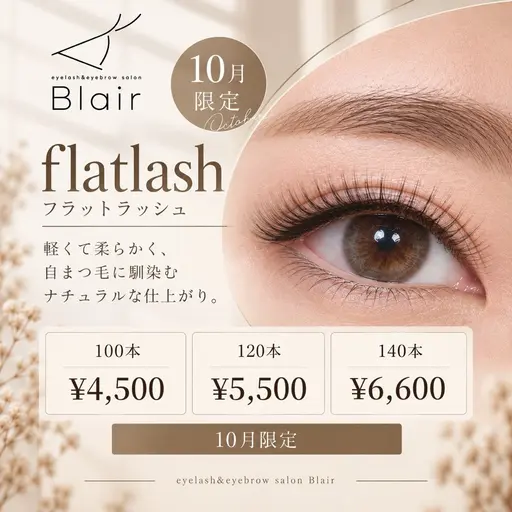 フラットラッシュ100本(LEDエクステ変更無料)