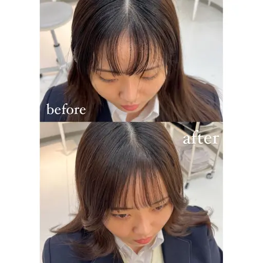 前髪のパッカン割れ直します✂️クロスパーマ✂️前髪カット付き