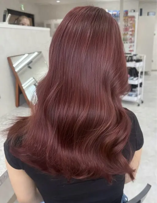 🍒 暖色系♡艶レッドカラー🍒ブリーチ＋ワンカラー