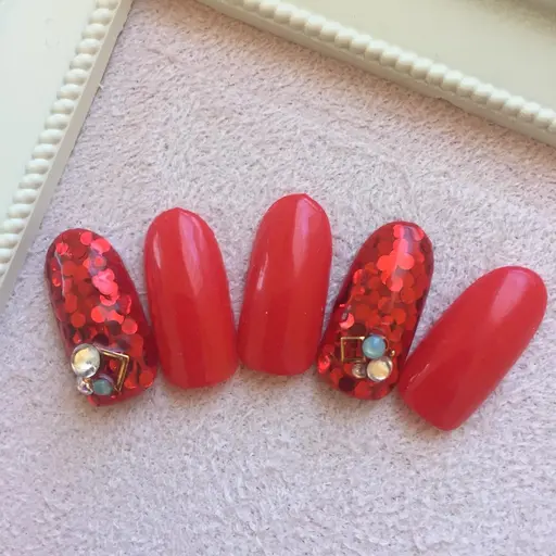 💎ジェルネイル💅 オフなしA:ワンカラー&アート数本