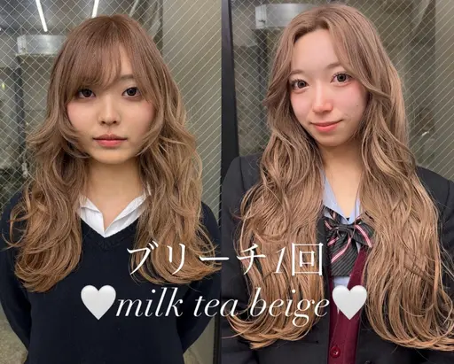 【🌸高校生限定🌸】ブリーチ(全頭)&カラー&ケアトリートメント付【ダブルカラー/ハイトーン/ケアブリーチ】