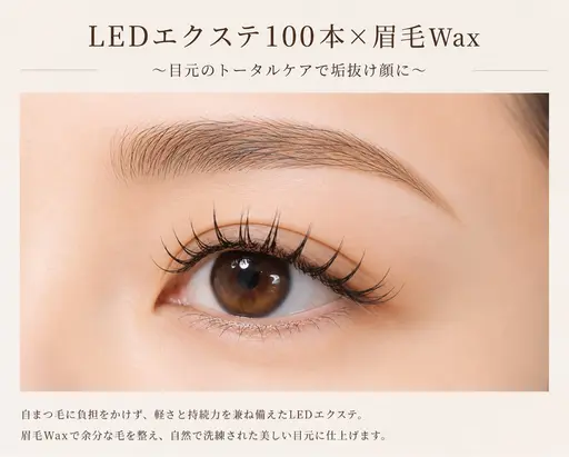 新メニュー登場🌟【‼️美眉Wax+間引き+LEDエクステ 100本‼️】オフ代別⚠️補足説明 必ず確認お願いします。