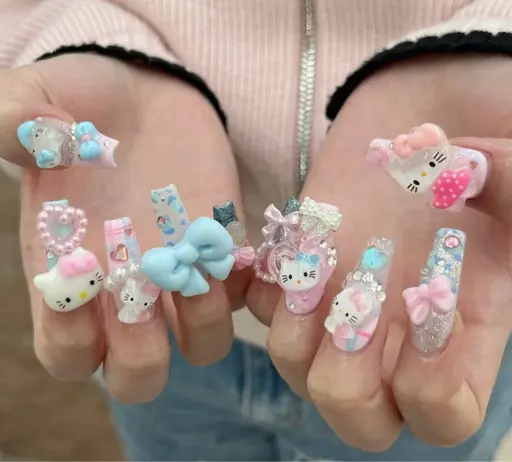 🎀「ゴテゴテ」✨チップ長さ出し10本・アートやり&パーツ付け放題