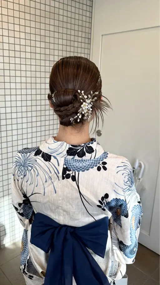 浴衣着付け+ヘアセット🎐🩵