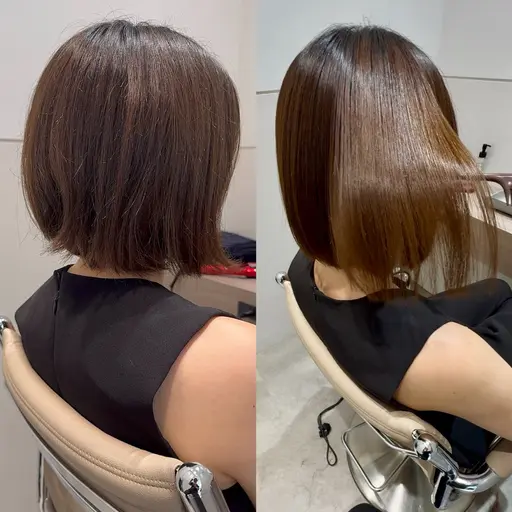 本物の美髪ストレート矯正+カット+髪質改善ケア