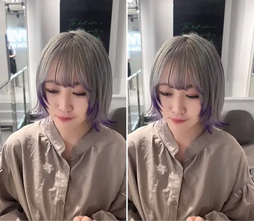 🩵色落ちまで可愛い裾カラー