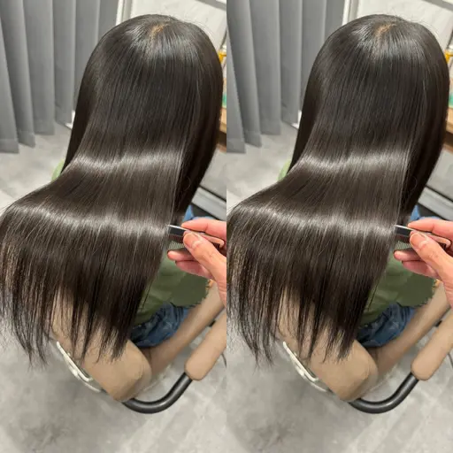 艶髪縮毛矯正/髪質改善トリートメント/中間処理剤/カット30000→19500