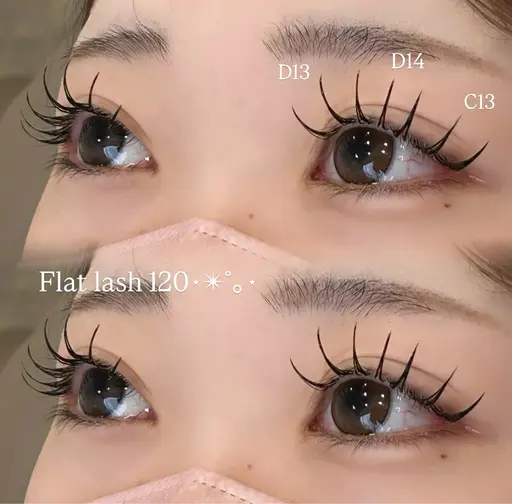 期間限定🎀✧︎*。【オフ別途】フラットラッシュ120本まで🖤束感コーティング付き︎✦︎︎︎.。